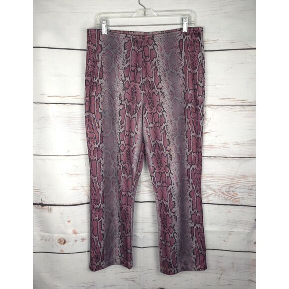 Y2K Faux Snakeskin Stretch Pants Large Glam Rock Party Rave Vtg 2000s - Picture 1 of 8